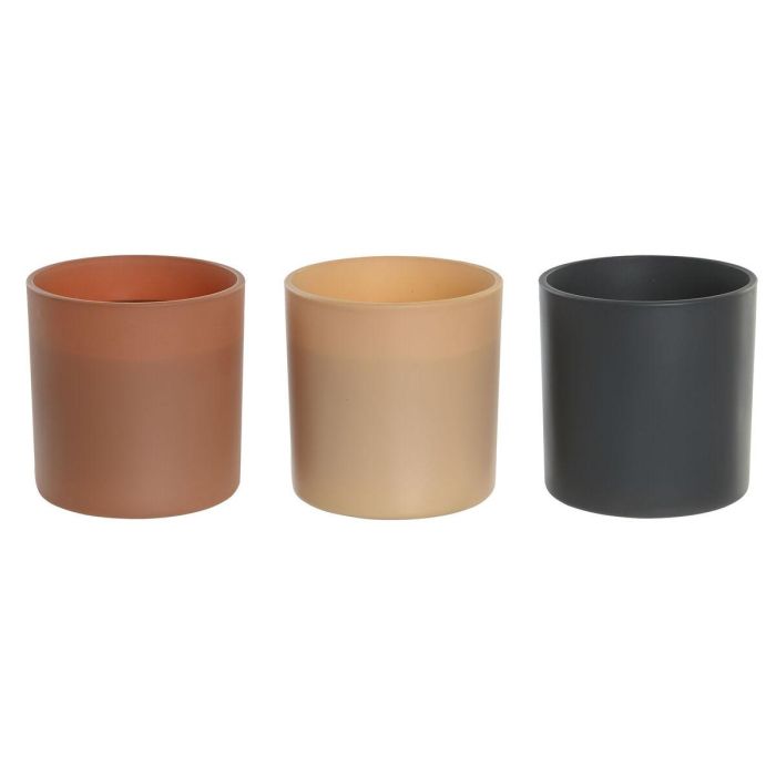 Vela Tropical DKD Home Decor Beige Gris 13 x 12 x 13 cm (3 Unidades) 1