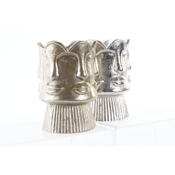 DKD Home Decor Jarron Moderno Champan Plateado Aluminio 12 x 17 x 12 cm (2 Unidades) 1