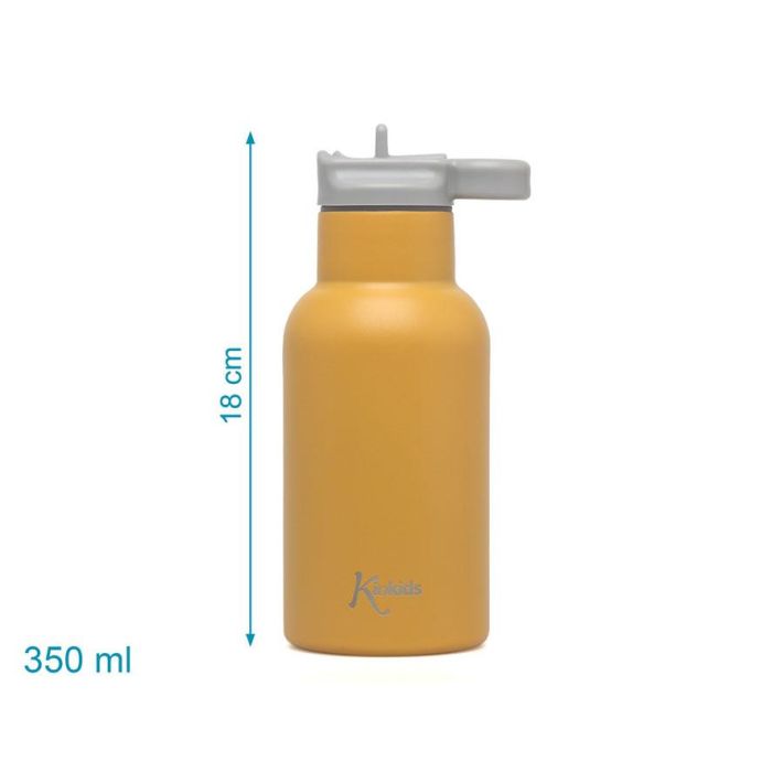 KioKids Botella Acero Inoxidable 350 mL Pajita Niños Mostaza 3