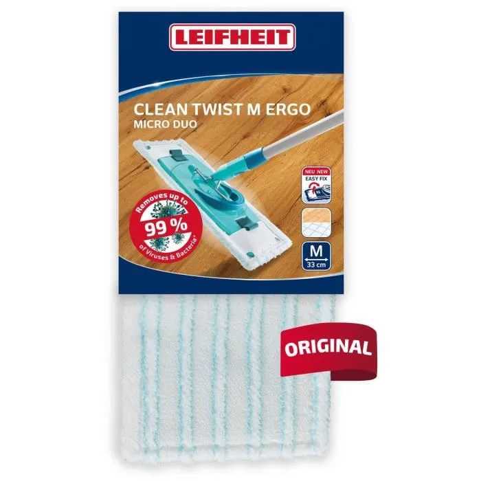 Leifheit 52123 Funda de microfibra Clean Twist M Ergo micro duo para fregona, lavable a 60°C, 33 cm 0 Leifheit 52123 Funda de microfibra Clean Twist M Ergo micro duo para fregona, lavable a 60°C, 33 cm 0
