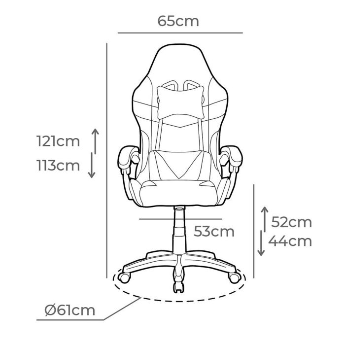Edm Silla Gaming Ergonómica Negra y Blanca, Altura Regulable, Reclinable 90-135°, Soporte Lumbar, 150kg Máximo 7