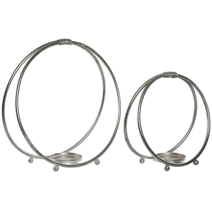 Portavela Moderno DKD Home Decor Plateado 16 x 39 x 38 cm Set de 2 Portavela Moderno DKD Home Decor Plateado 16 x 39 x 38 cm Set de 2