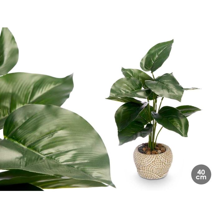 Ibergarden Maceta Planta Hoja Punta Gris Plástico/Magnesio 21x40x21 cm (Set de 8)