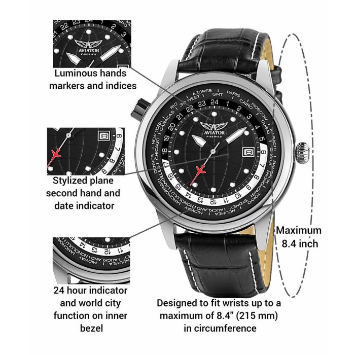 Reloj Hombre Aviator AVW6975G354 Negro 7 Reloj Hombre Aviator AVW6975G354 Negro 7