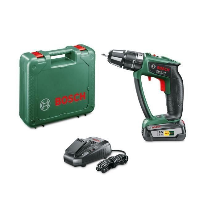 BOSCH Taladro percutor inalámbrico PSB Ergo 18 LI-2 con 2 baterías 1