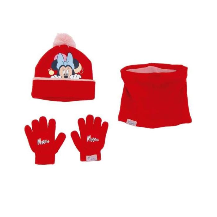 Gorro, Guantes y Braga de Cuello Minnie Mouse Lucky Rojo 1