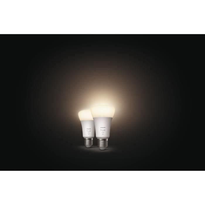 Bombillas LED inteligentes PHILIPS Hue White E27 - Paquete de 2 compatibles con Bluetooth 2 Bombillas LED inteligentes PHILIPS Hue White E27 - Paquete de 2 compatibles con Bluetooth 2