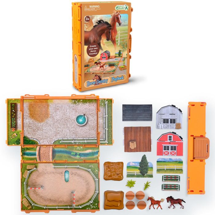 Collecta A1217 Libro-Juego Vida Ecuestre Caballos Set Interactivo con Escenario Detallado y Accesorios