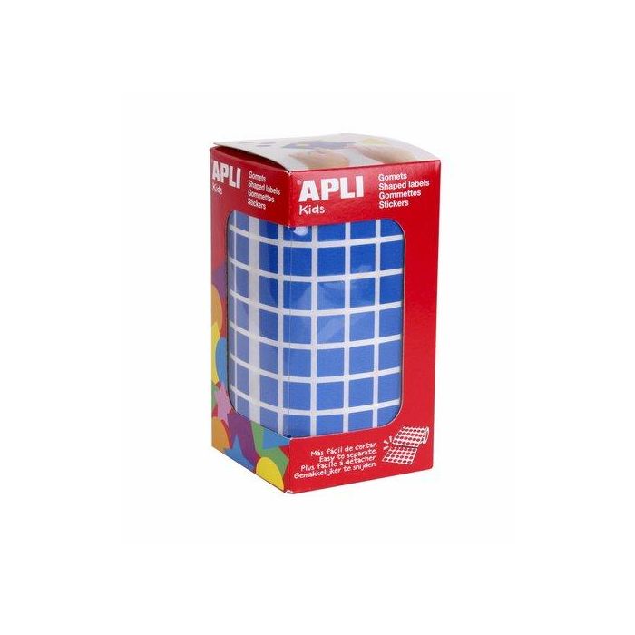 Apli Gomets Cuadrados 10 mm Azul - Rollo 6372 Unidades