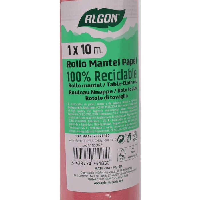 Rollo Mantel Fucsia con Mandril 1x10M - Algon (12 Unidades) 5 Rollo Mantel Fucsia con Mandril 1x10M - Algon (12 Unidades) 5
