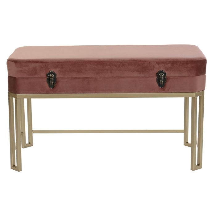 DKD Home Decor Descalzadora Rosa Dorado Metal Velvet 80 x 40 x 47 cm Set de 2 5