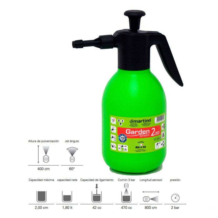 Dimartino Vaporizador - pulverizador 2 l, varilla de acero, válvula de presión, boquilla regulable, nebulización uniforme 1 Dimartino Vaporizador - pulverizador 2 l, varilla de acero, válvula de presión, boquilla regulable, nebulización uniforme 1