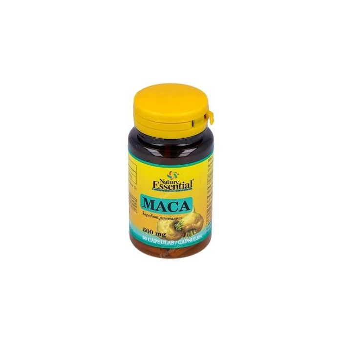 NATURE ESSENTIAL Maca 500 mg, 50 cápsulas. Suplemento alimenticio a base de Maca Orgánica (Lepidium peruvianum).