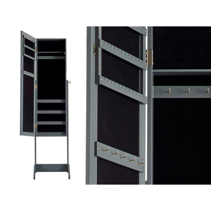 Espejo de pie Gift Decor Gris Tela Cristal MDF Madera MDF 36 x 140 x 36,5 cm Rectangular Joyero de Pie 2