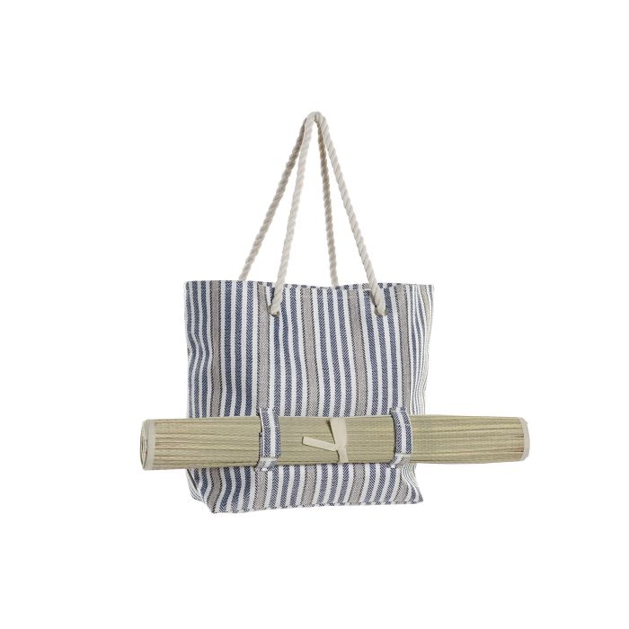 DKD Home Decor Bolso Atlantico de Poliester y Seagrass, Set de 2 Unidades en Rojo y Azul con Diseño Esterilla 16x36x50 cm 4