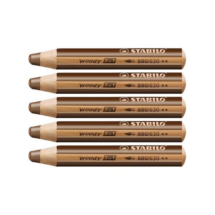 Stabilo Lápices De Colores Woody 3 En 1 Marrón Estuche 5 Ud Stabilo Lápices De Colores Woody 3 En 1 Marrón Estuche 5 Ud
