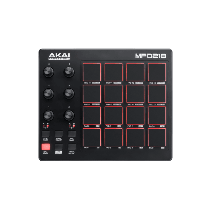 AKAI PRO MPD-218 Controlador USB con 16 pads MPC Retroiluminados y 48 Pads Asignables para Mac y PC, Alimentado por USB