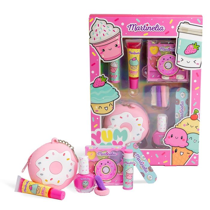 Martinelia 85461 Set de Belleza Yummy Sweet: Paleta Sombras, Bálsamo, Esmalte, Brillo, Lima y Elásticos en Bolsa Cosméticos