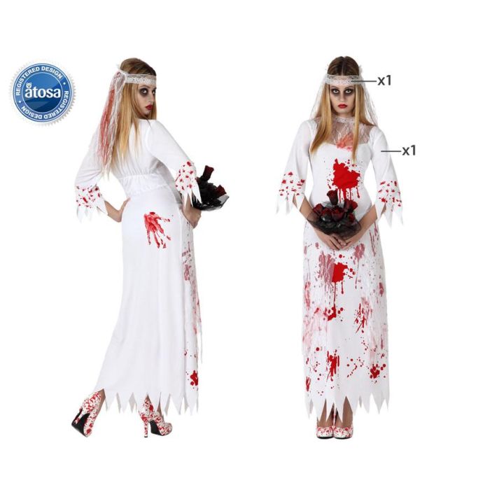 Disfraz Novia Sangrienta Mujer Adulto Zombie Blanco M-L Disfraz Novia Sangrienta Mujer Adulto Zombie Blanco M-L