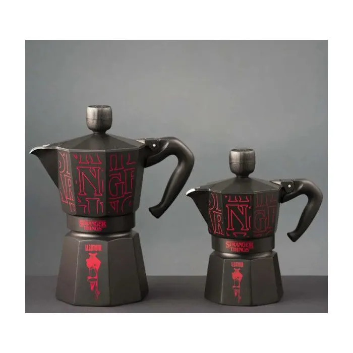 Bialetti Moka Express 3 Tazas 130 ml Cafetera Italiana Colección Stranger Things Negra/Roja