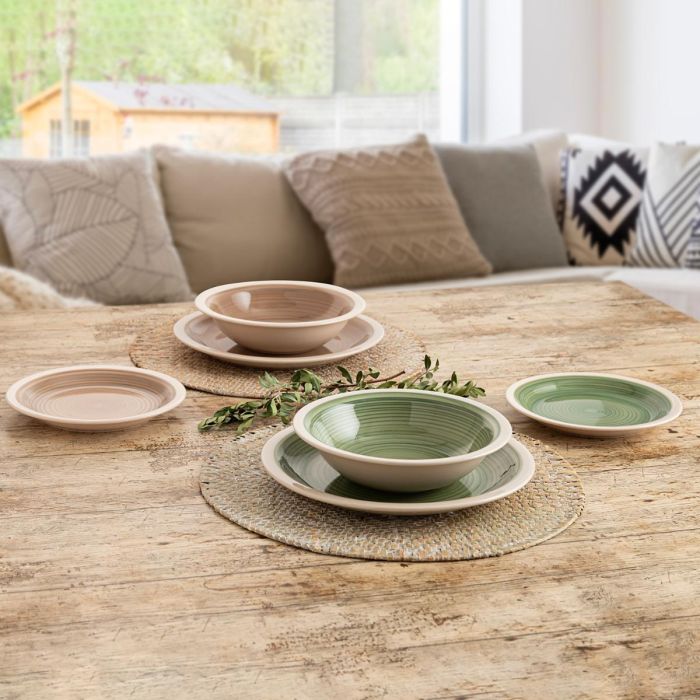 Quid Plato Llano Calypso Cerámica Decorado Verde 27 cm 3