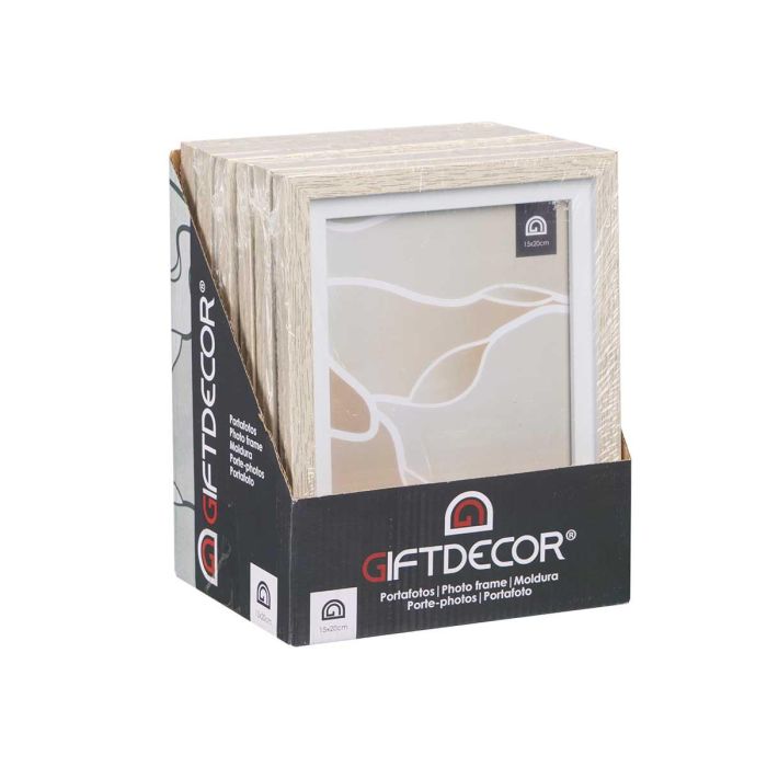 Giftdecor Portafotos Natural Borde Blanco 15x20 cm Plástico y Vidrio (Set de 24)