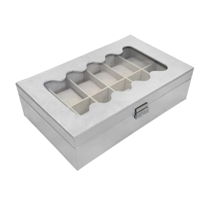 Caja para Relojes Versa Blanco Poliuretano Papel Espejo Madera MDF 20 x 8,5 x 32,5 cm 0 Caja para Relojes Versa Blanco Poliuretano Papel Espejo Madera MDF 20 x 8,5 x 32,5 cm 0