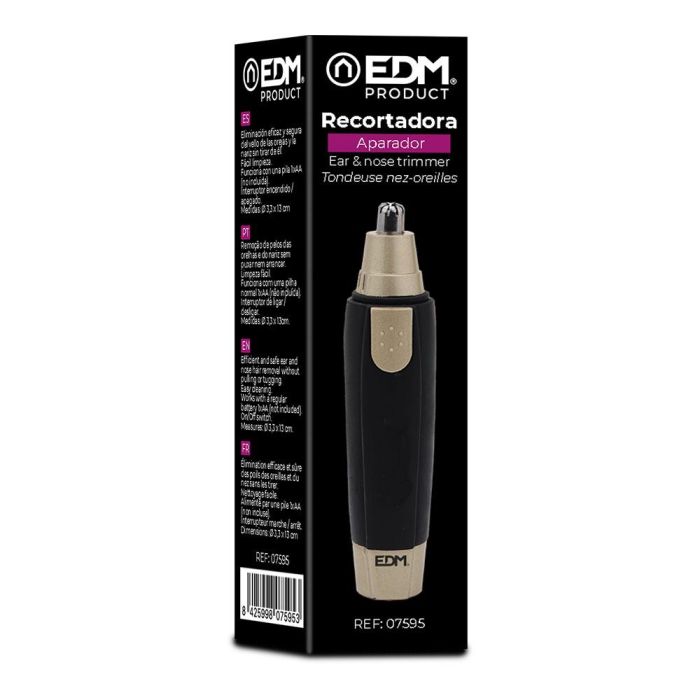 Edm Cortador de vello facial a pilas, sistema de cuchilla circular, funciona con 1xAA, fácil limpieza, negro/gris 1 Edm Cortador de vello facial a pilas, sistema de cuchilla circular, funciona con 1xAA, fácil limpieza, negro/gris 1
