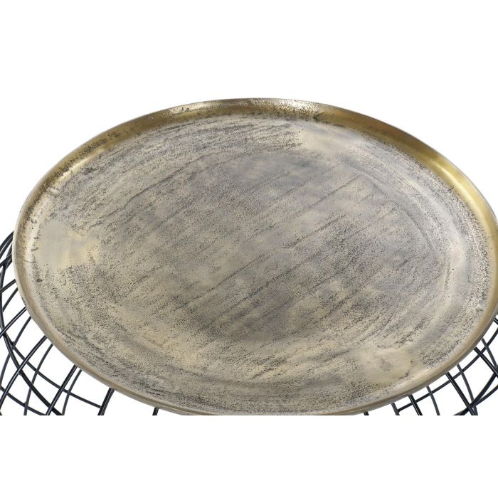 DKD Home Decor Mesita Auxiliar Loft Dorado y Negro Aluminio 80 x 80 x 44 cm 1