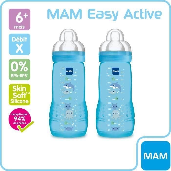 Biberón colorido MAM Easy Active 2nd Age - 330ml - a partir de 6 meses - Flow Teat X - Juego de 2 - Niño 1 Biberón colorido MAM Easy Active 2nd Age - 330ml - a partir de 6 meses - Flow Teat X - Juego de 2 - Niño 1