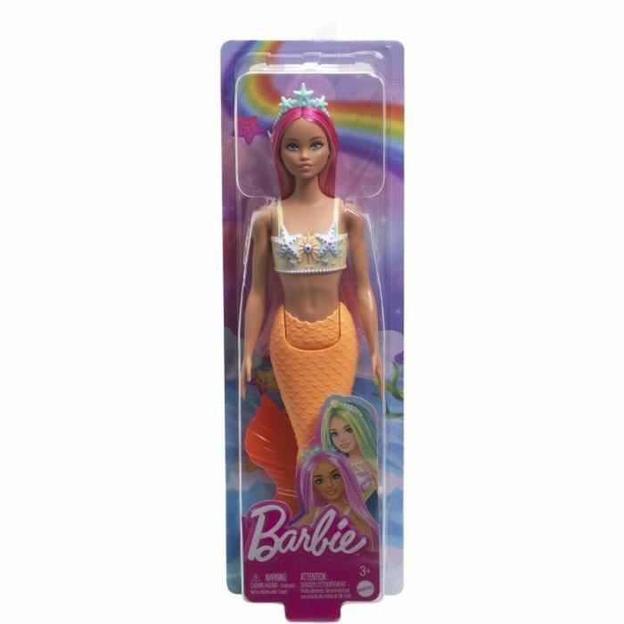 Barbie Sirena Rosa Hrr05 Muñeca Sirena con Pelo Rosa, Aleta Naranja y Diadema 4