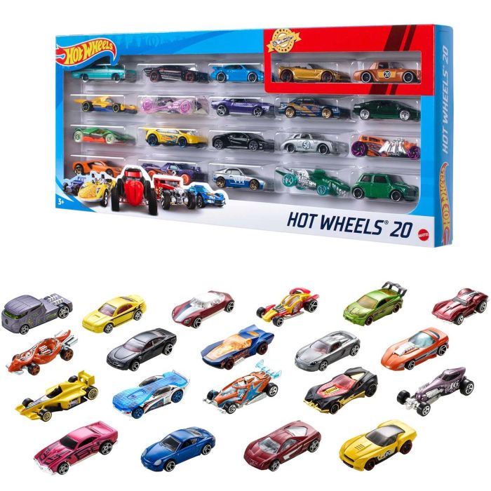 Hot Wheels H7045 Set de 20 Coches de Juguete Surtidos a Escala 1:64 para Niños y Coleccionistas Edades +3 Años