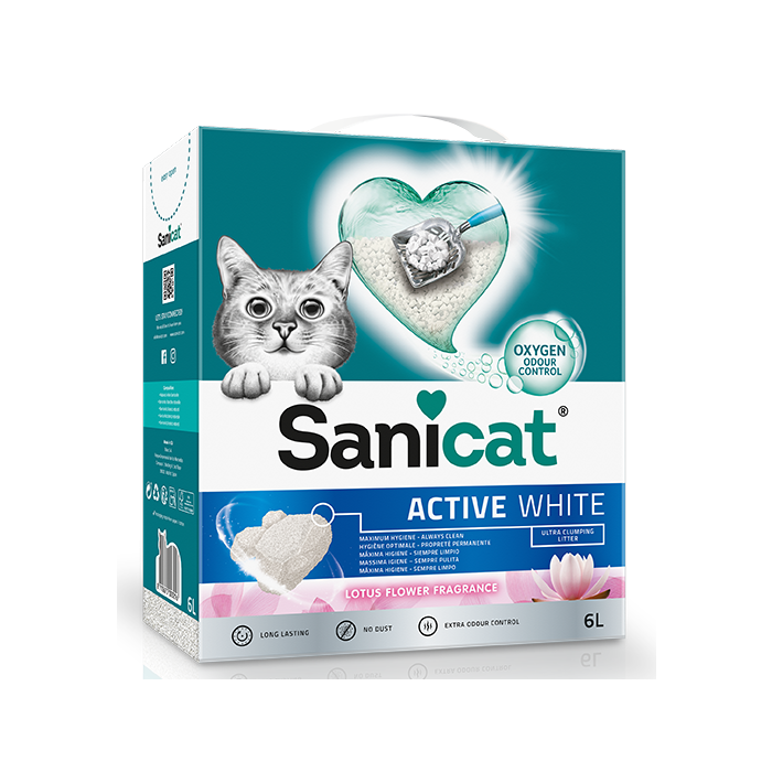Sanicat Active White Arena Gato Flor Loto 6lt Aglomerante Sin Polvo 1