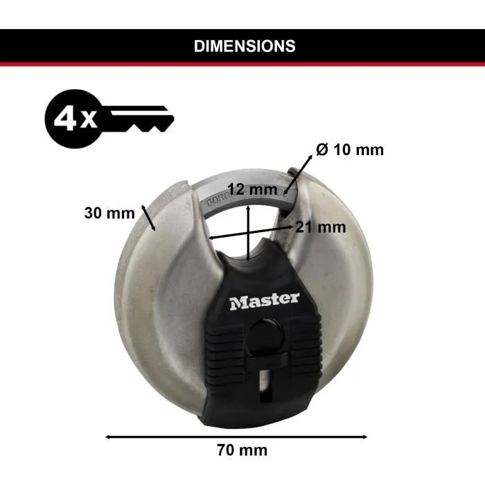 Master Lock MAS3520190929938 Conjunto de 2 M40EURT Robusto Acero Inoxidable Instalación Externa Master Lock MAS3520190929938 Conjunto de 2 M40EURT Robusto Acero Inoxidable Instalación Externa