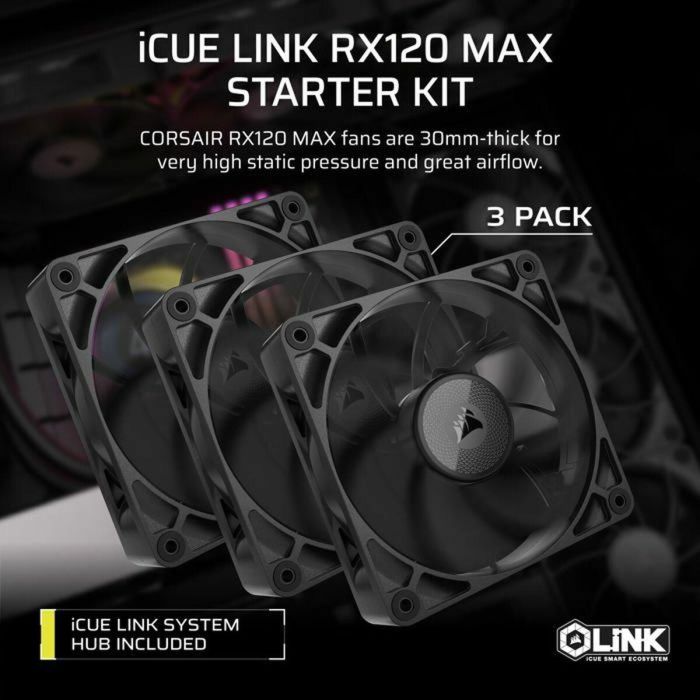 Corsair iCUE LINK RX120 MAX Ventilador Caja, Triple Fan Kit, CO-9051042-WW, 120mm 2
