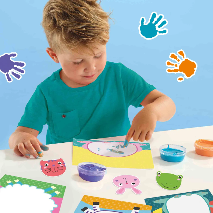 Ses Creative SES8710341144449 Pintar con los dedos Animales, Pinta 8 cartas de animales felices.