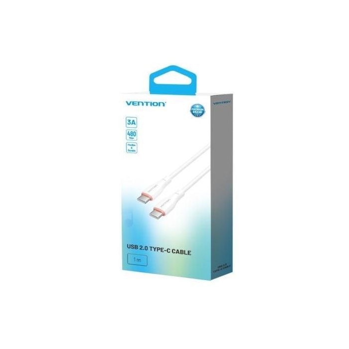 Cable USB Tipo-C Vention H27WF/ USB Tipo-C Macho - USB Tipo-C Macho/ 60W/ 480Mbps/ 1m/ Blanco 1