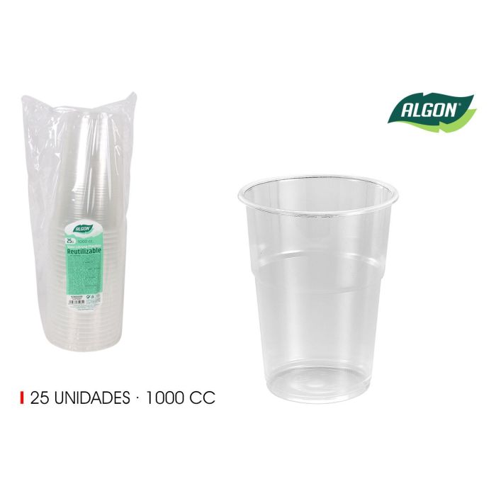 Algon Set de 25 Vasos Litrona, 11 x 15.5 x 11 cm (12 Unidades)