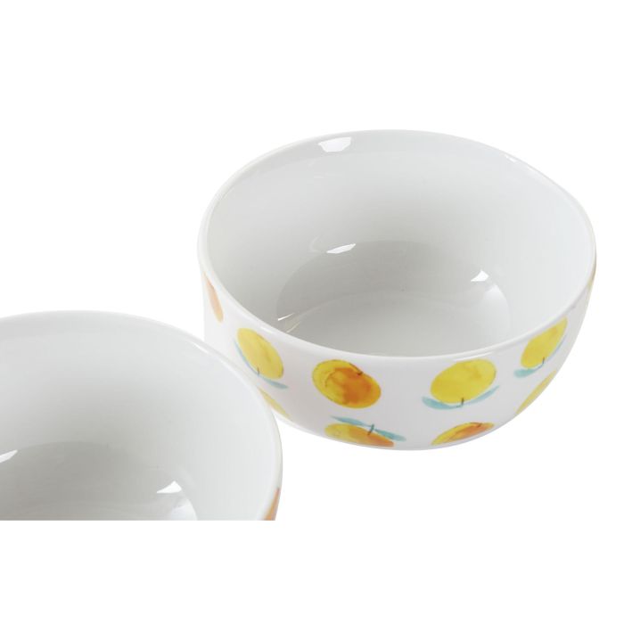 DKD Home Decor Bol Porcelana Frutas Naranja Rojo Blanco 13.5 x 6.5 x 13.5 cm (12 Unidades) Apto Microondas Lavavajillas 1