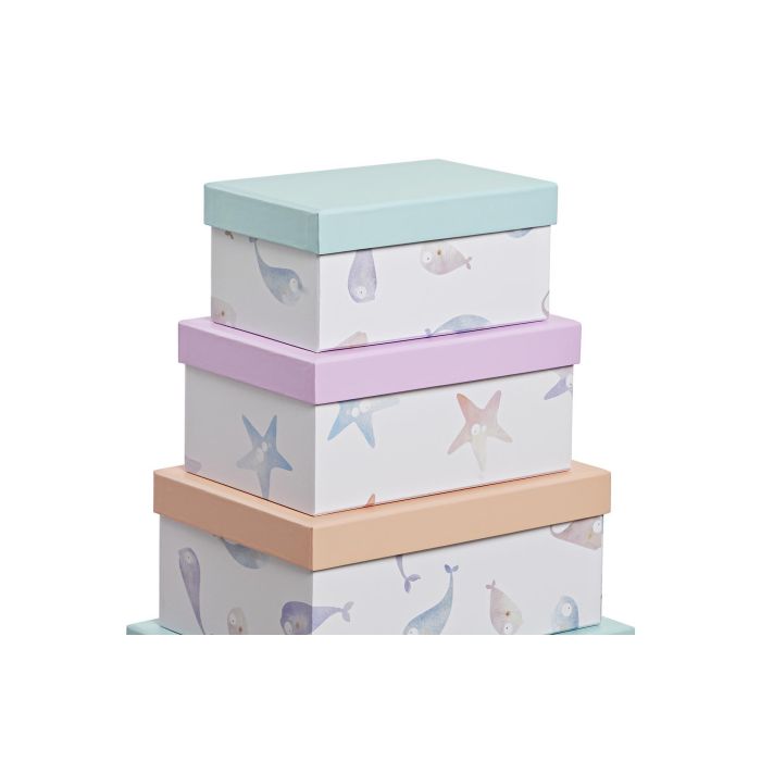 DKD Home Decor Caja Kids de Almacenaje Cartón Ballenitas Azul Lila 33.5x15.5x43.5 cm Set 10 Piezas 1 DKD Home Decor Caja Kids de Almacenaje Cartón Ballenitas Azul Lila 33.5x15.5x43.5 cm Set 10 Piezas 1