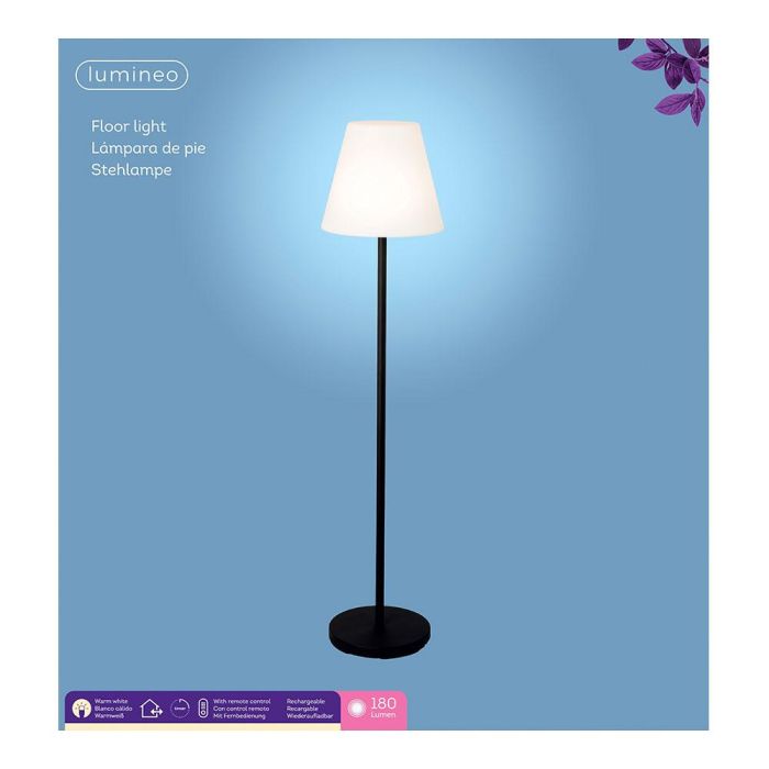 Lumineo 894459 Lámpara de Pie LED Recargable para Exterior e Interior con Mando a Distancia, Blanco y Negro, 150 cm 1
