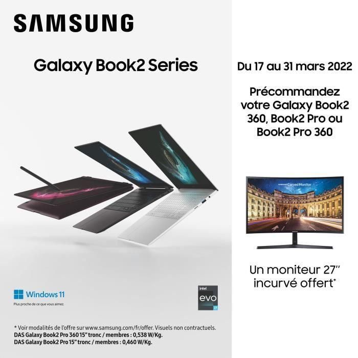 Portátil SAMSUNG Galaxy Book2 Pro | Pantalla Super Amoled de 13,3" - Windows 11 - Intel Core i7-1260P - 16 GB de RAM - SSD de 512 GB - AZERTY 2 Portátil SAMSUNG Galaxy Book2 Pro | Pantalla Super Amoled de 13,3" - Windows 11 - Intel Core i7-1260P - 16 GB de RAM - SSD de 512 GB - AZERTY 2