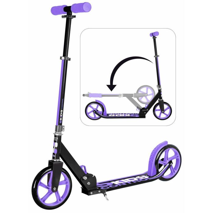 UNIVERSAL - Scooter plegable ajustable de 200 mm con soporte de control de patinaje de color malva 12