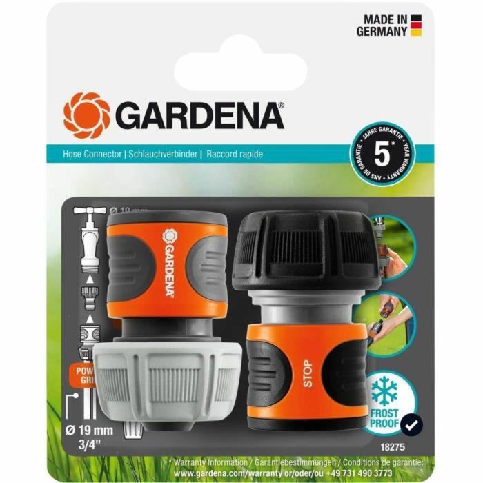Gardena Conectores rápidos y Aquastop para Manguera 19mm, Accesorios de Riego, Protección contra Heladas, 5 Años de Garantía, Fabricado en Alemania