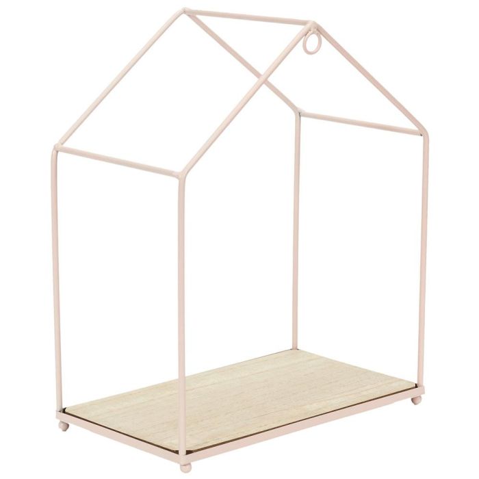 Home Deco Factory Juego de 3 Estantes Casa Rosa para Colgantes Rosa Metal y Madera 23x13x28 cm 3 Home Deco Factory Juego de 3 Estantes Casa Rosa para Colgantes Rosa Metal y Madera 23x13x28 cm 3