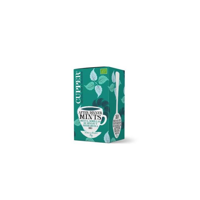 CUPPER Infusión After Dinner Mint de Menta, Hierbabuena, Hinojo y Jengibre Bio - 20 Bolsitas para Después de Cenar