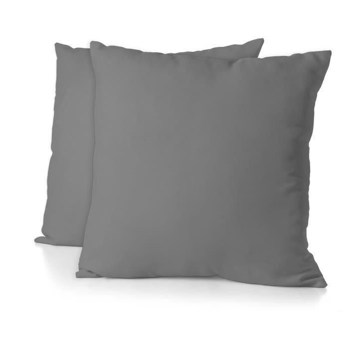 Juego de 2 fundas de almohada - HOME LINGE PASSION - 63 x 63 cm - Gris antracita Juego de 2 fundas de almohada - HOME LINGE PASSION - 63 x 63 cm - Gris antracita