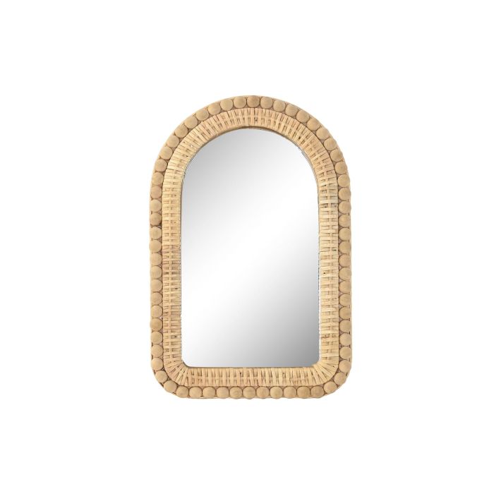 DKD Home Decor Espejo Scandi de Ratán y Cristal Natural 45.5 x 30 cm (2 Unidades)