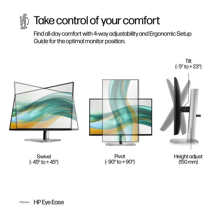 HP 524pf Monitor Series 5 Pro de 23.8 pulgadas FHD para trabajo, con claridad visual, confort ajustable y diseño moderno 5 HP 524pf Monitor Series 5 Pro de 23.8 pulgadas FHD para trabajo, con claridad visual, confort ajustable y diseño moderno 5