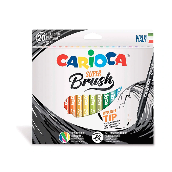 Carioca Rotulador Punta Pincel Lavable Caja 20 Unidades Colores Surtidos 1